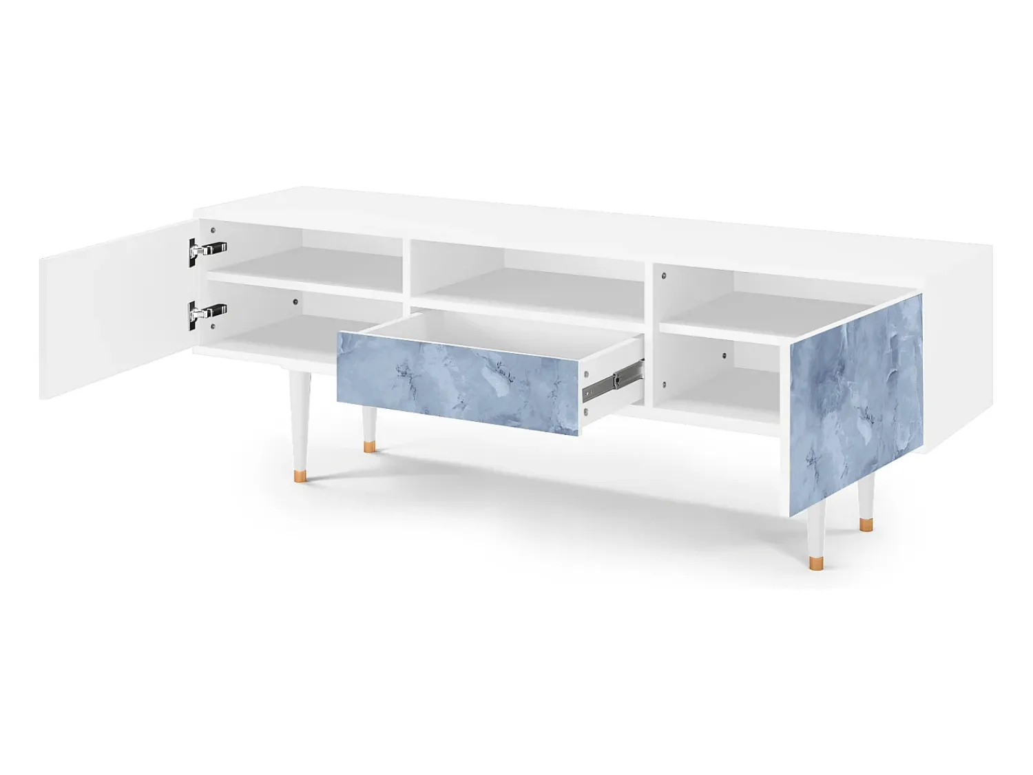Mueble de TV - 170х59х41 cm - T6 - Feather Ice, Branco^ Móvel De Tv