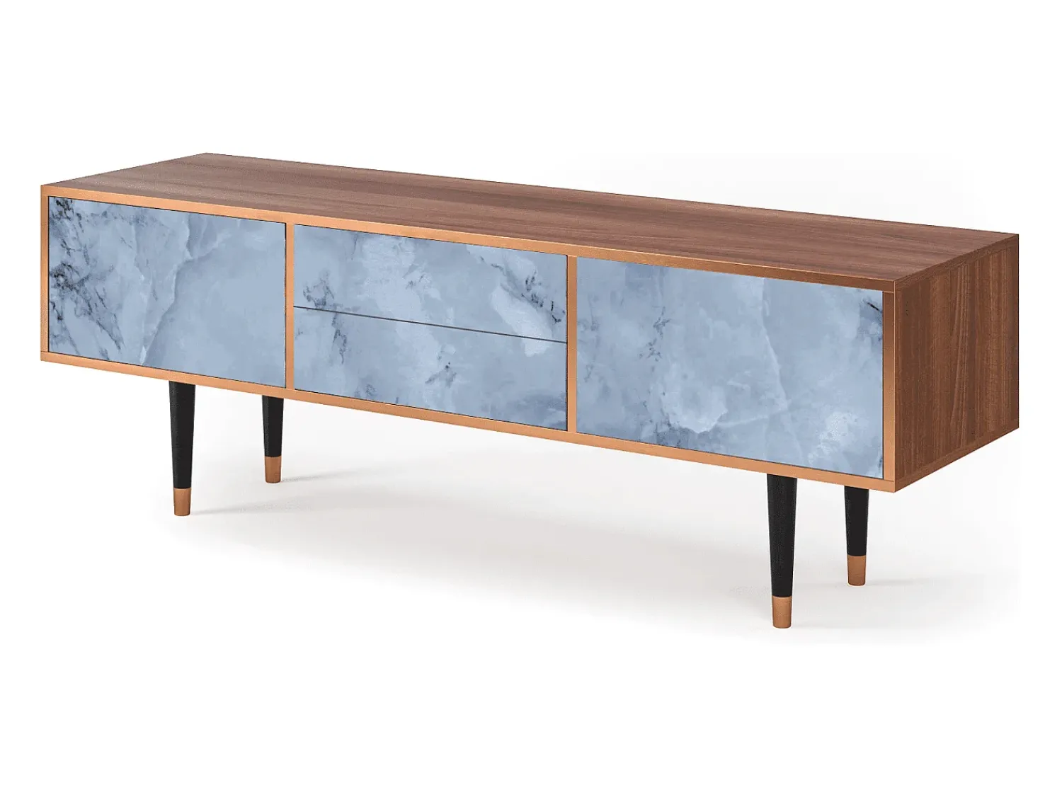 Hot Mueble de TV - 170х59х48 cm - T4 - Feather Ice, Nogueira Castanho