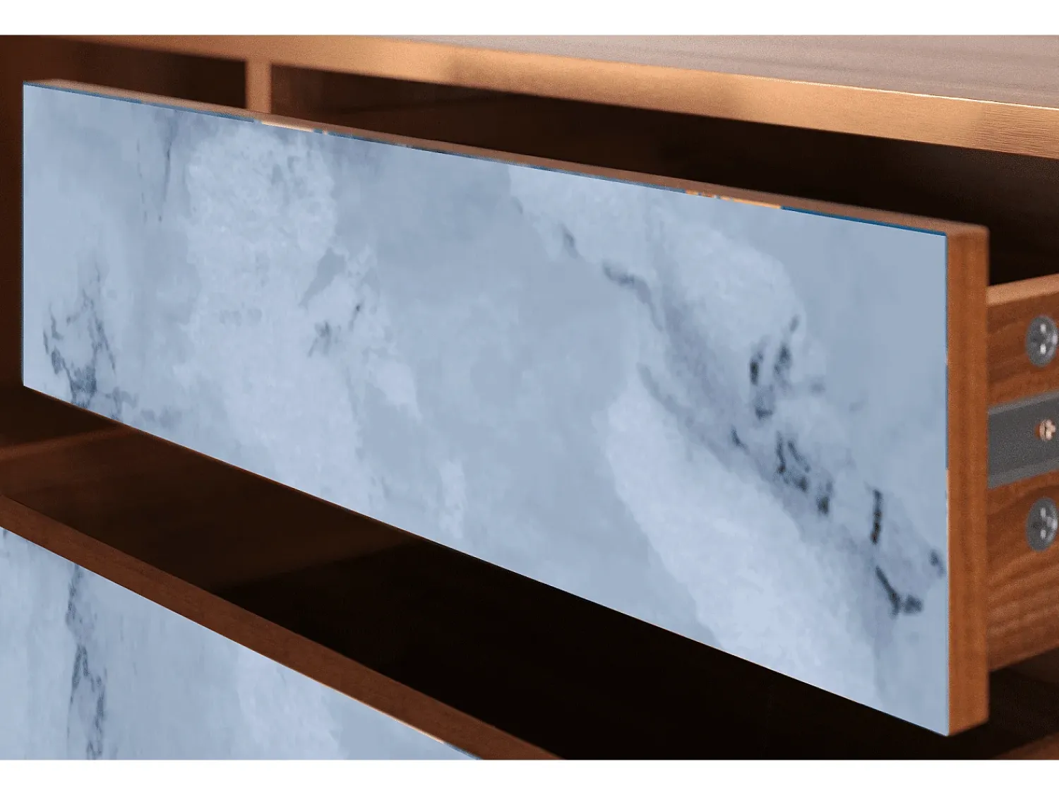 Hot Mueble de TV - 170х59х48 cm - T4 - Feather Ice, Nogueira Castanho