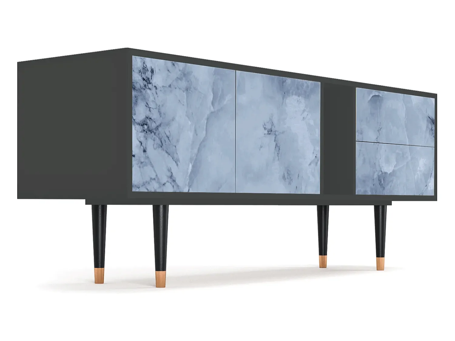 Móvel De Tv| Mueble de TV - 170х69х48 cm - T1 - Feather Ice, Antracite Cinza antracite