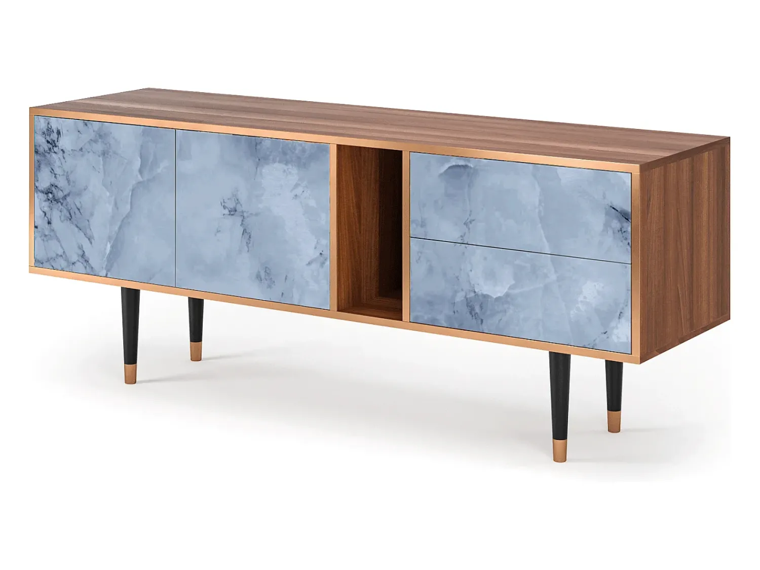 Móvel De Tv* Mueble de TV - 170х69х48 cm - T1 - Feather Ice, Nogueira Castanho