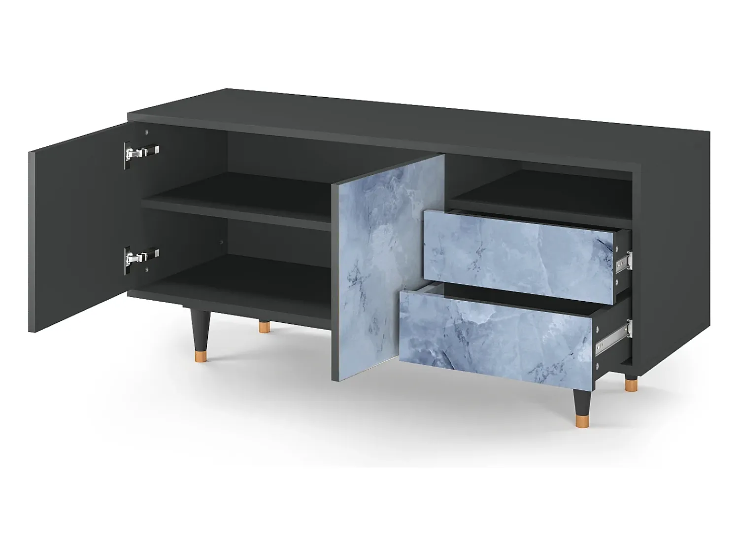 Móvel De Tv| Mueble de TV - 125х56х41 cm - T7 - Feather Ice, Antracite Cinza antracite