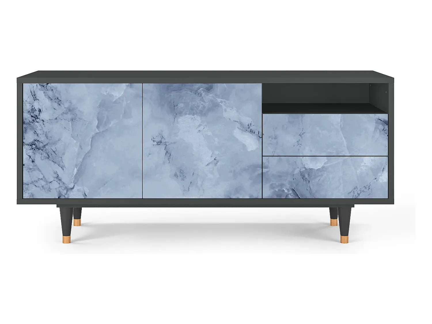 Móvel De Tv| Mueble de TV - 125х56х41 cm - T7 - Feather Ice, Antracite Cinza antracite