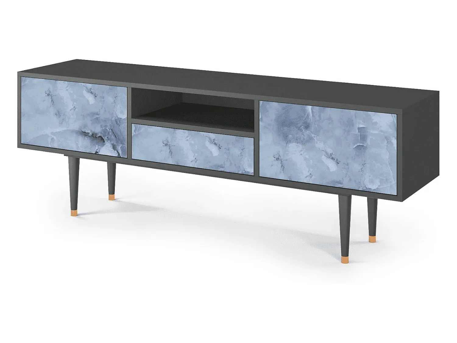 Móvel De Tv* Mueble de TV - 170х59х41 cm - T6 - Feather Ice, Antracite Cinza antracite