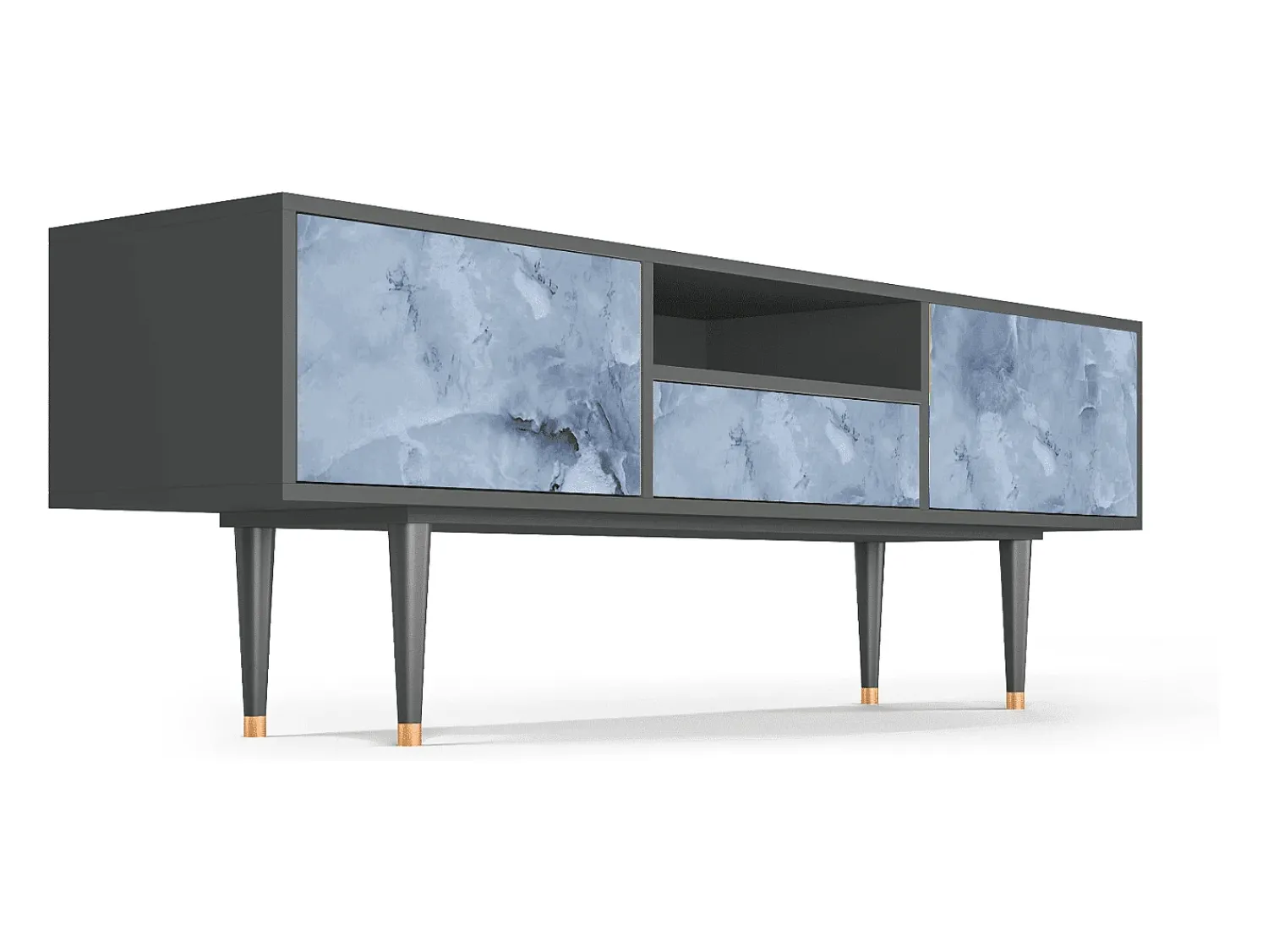 Móvel De Tv* Mueble de TV - 170х59х41 cm - T6 - Feather Ice, Antracite Cinza antracite