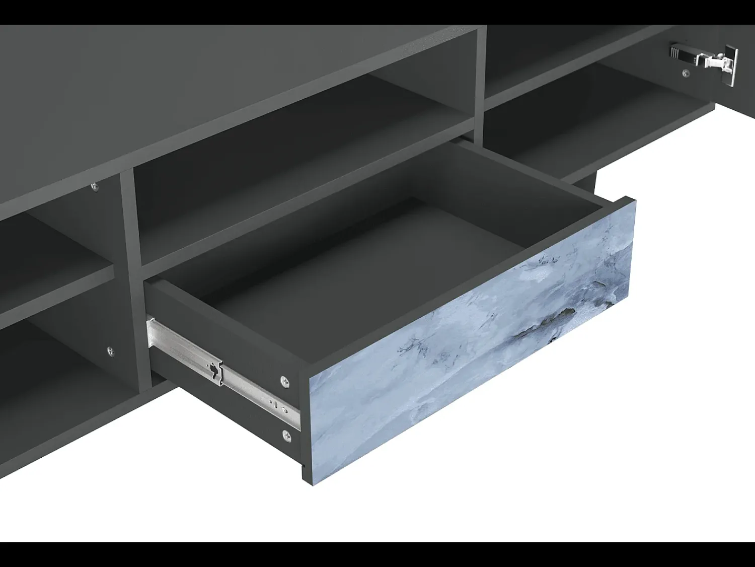 Móvel De Tv* Mueble de TV - 170х59х41 cm - T6 - Feather Ice, Antracite Cinza antracite