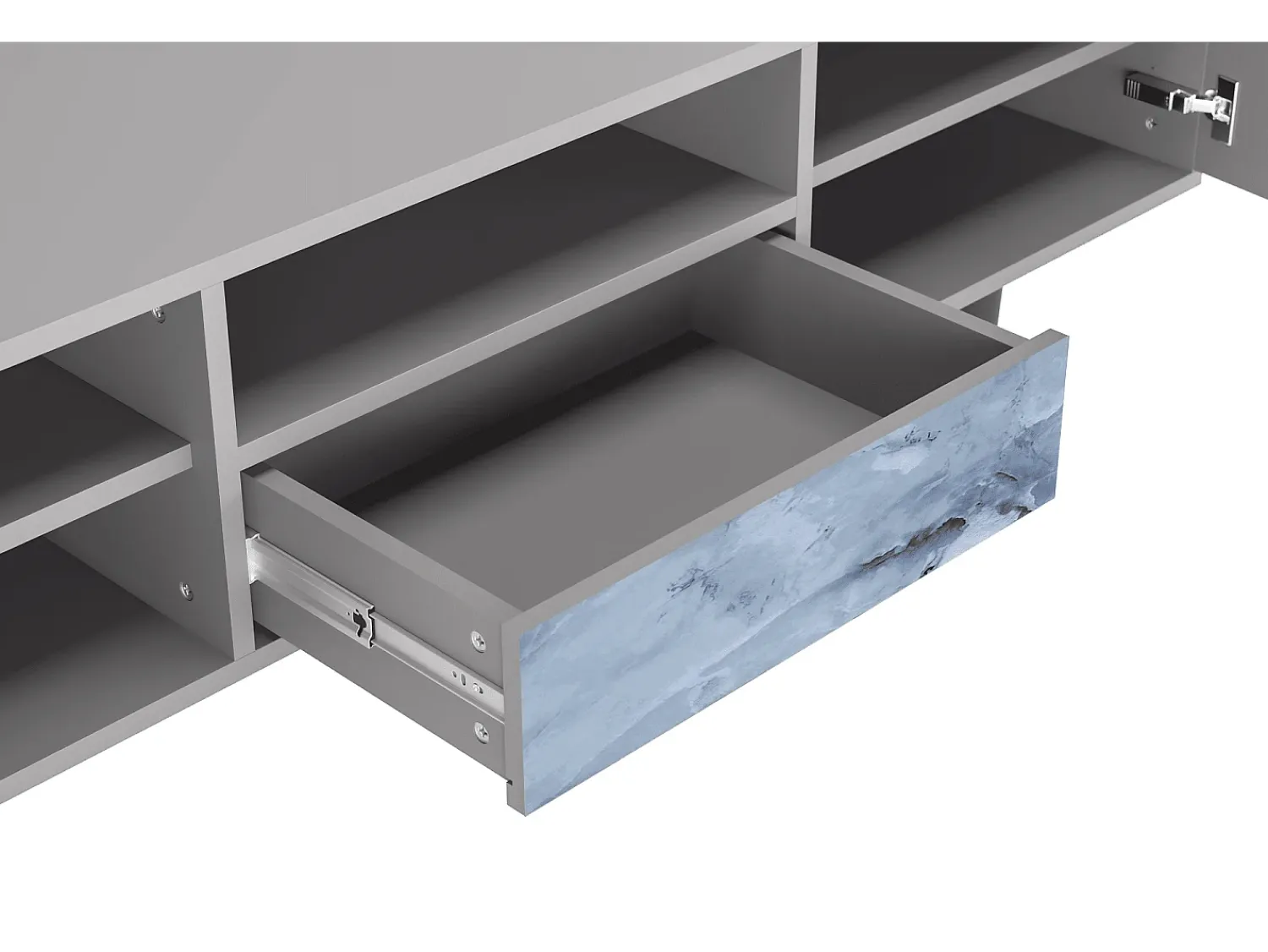 Móvel De Tv| Mueble de TV - 170х59х41 cm - T6 - Feather Ice, Cinza Cinzento