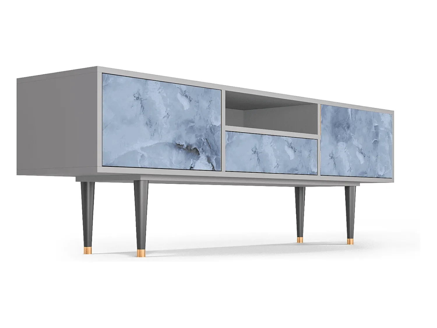 Móvel De Tv| Mueble de TV - 170х59х41 cm - T6 - Feather Ice, Cinza Cinzento