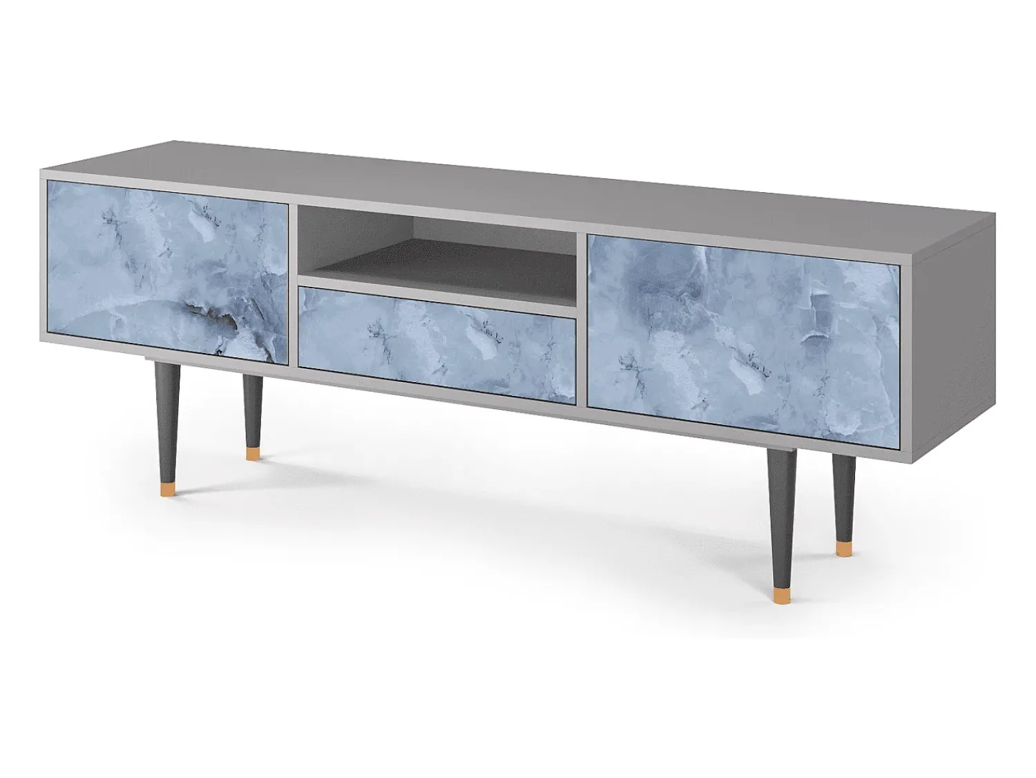 Móvel De Tv| Mueble de TV - 170х59х41 cm - T6 - Feather Ice, Cinza Cinzento