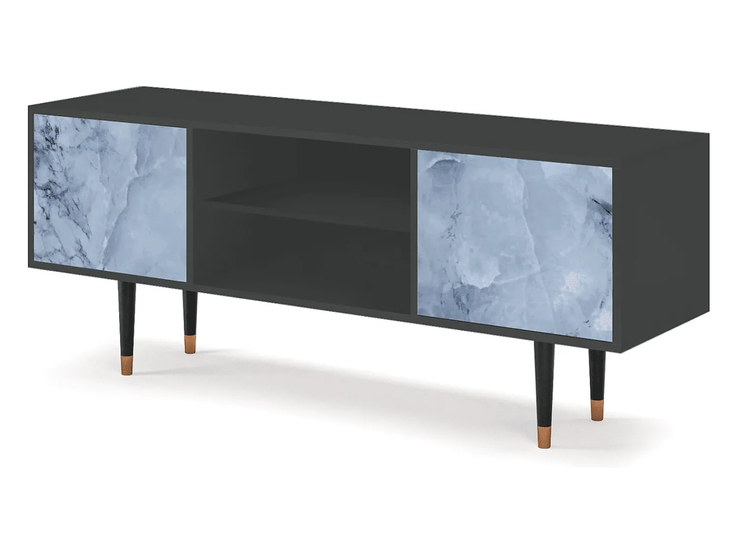 Móvel De Tv| Mueble de TV - 170х69х48 cm - T2 - Feather Ice, Antracite Cinza antracite
