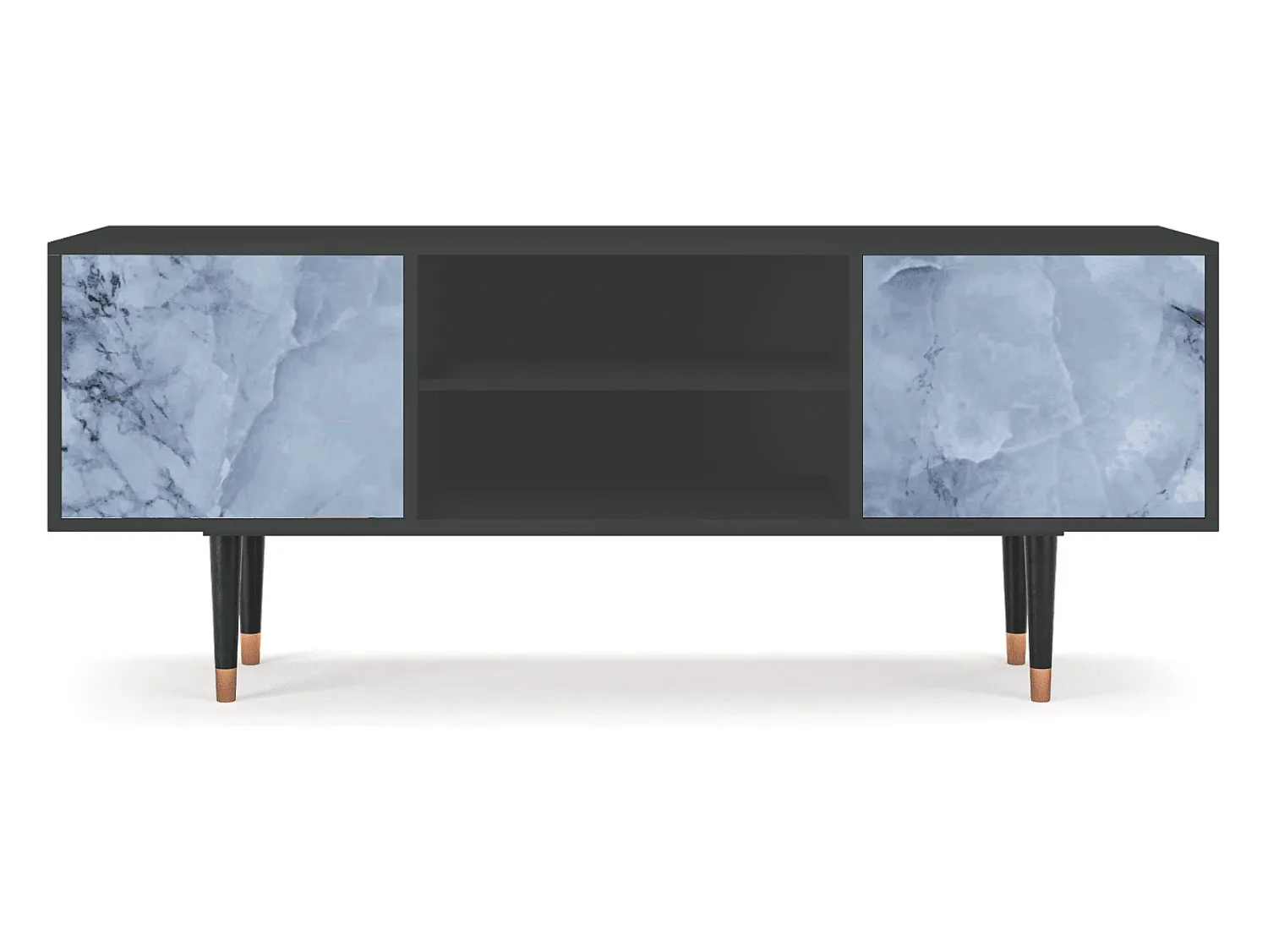 Móvel De Tv| Mueble de TV - 170х69х48 cm - T2 - Feather Ice, Antracite Cinza antracite