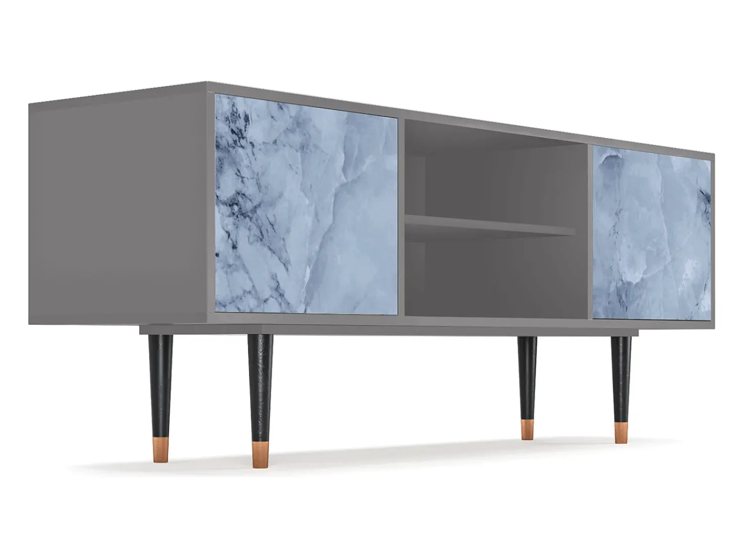 Móvel De Tv| Mueble de TV - 170х69х48 cm - T2 - Feather Ice, Cinza Cinzento