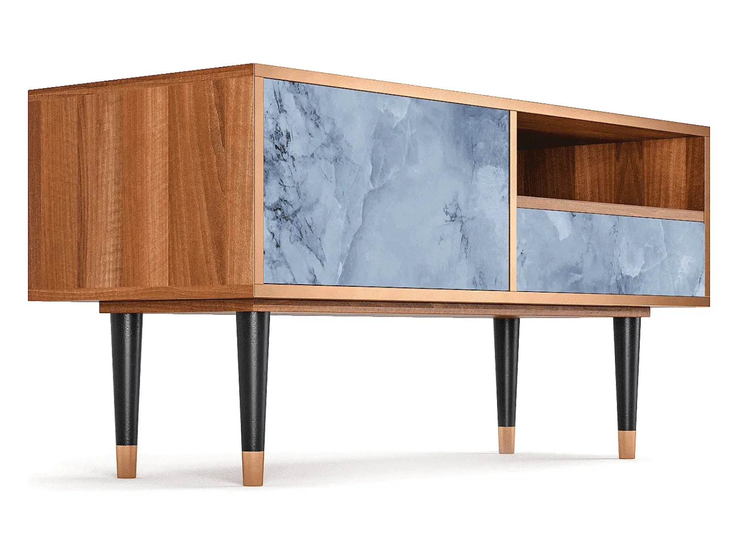 Móvel De Tv* Mueble de TV - 115х59х48 cm - T3 - Feather Ice, Nogueira Castanho