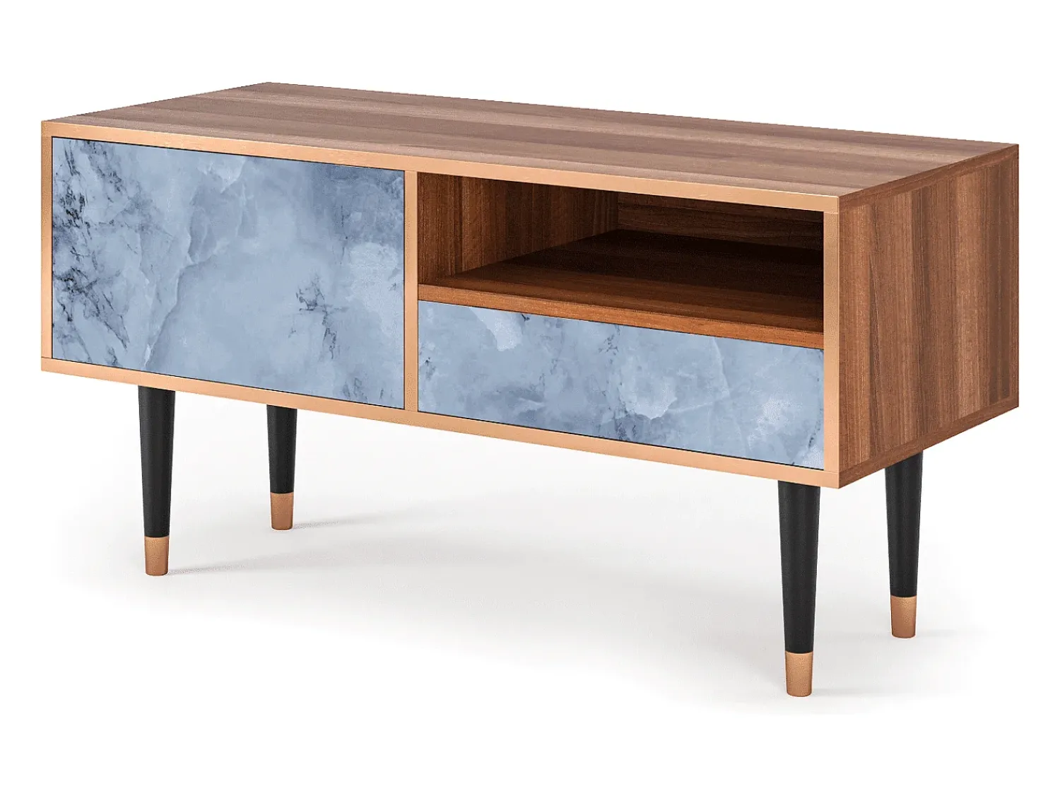 Móvel De Tv* Mueble de TV - 115х59х48 cm - T3 - Feather Ice, Nogueira Castanho