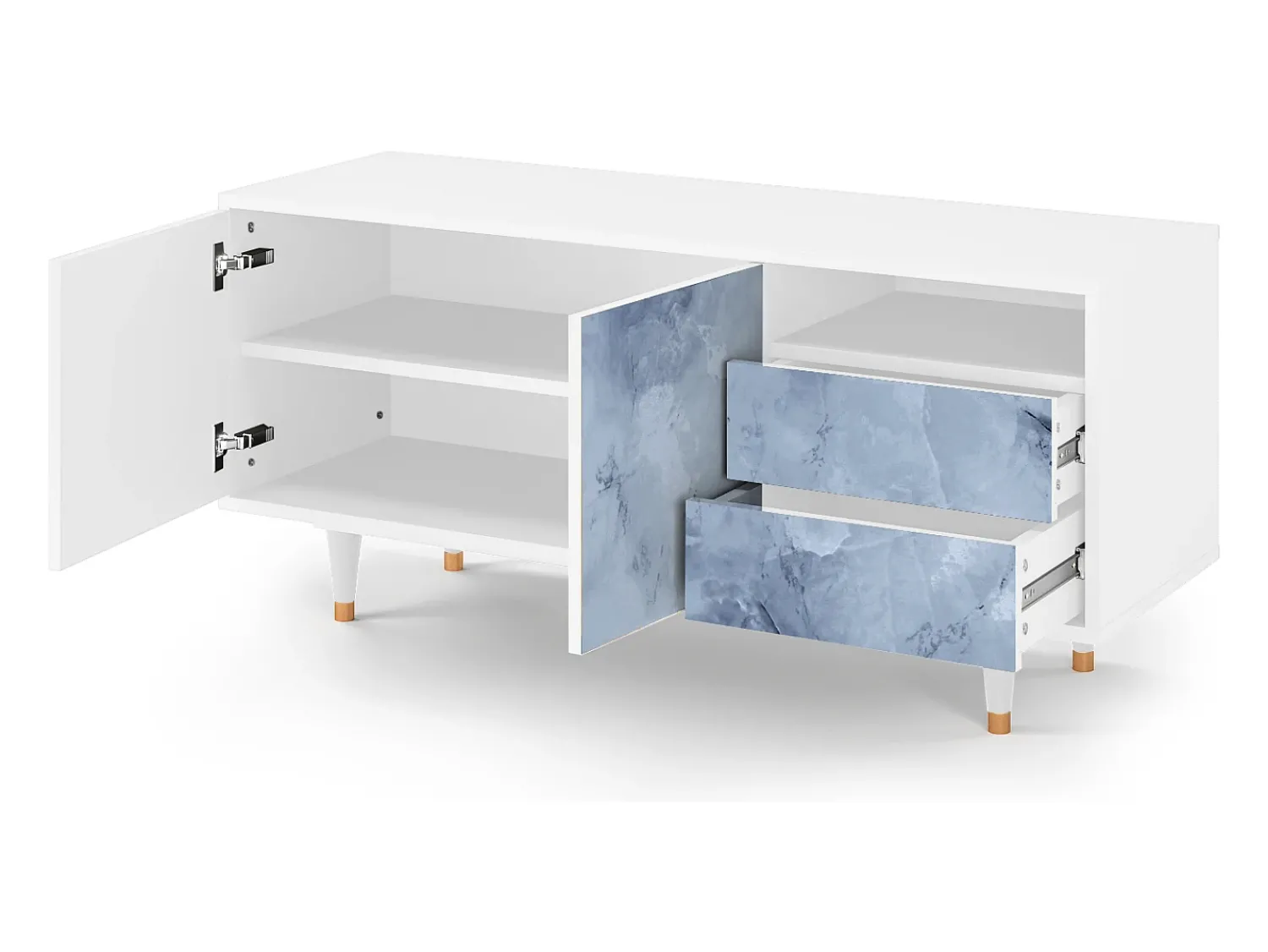 Móvel De Tv* Mueble de TV - 125х56х41 cm - T7 - Feather Ice, Branco Bege