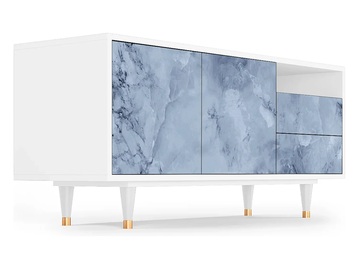 Móvel De Tv* Mueble de TV - 125х56х41 cm - T7 - Feather Ice, Branco Bege