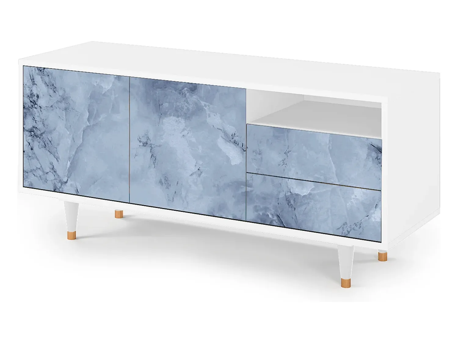 Móvel De Tv* Mueble de TV - 125х56х41 cm - T7 - Feather Ice, Branco Bege
