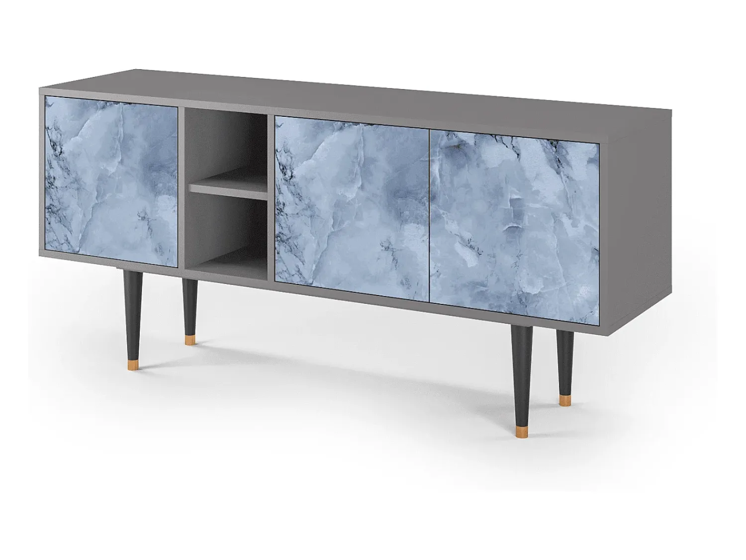 Hot Mueble de TV - 150х69х41 cm - T5 - Feather Ice, Cinza Cinzento
