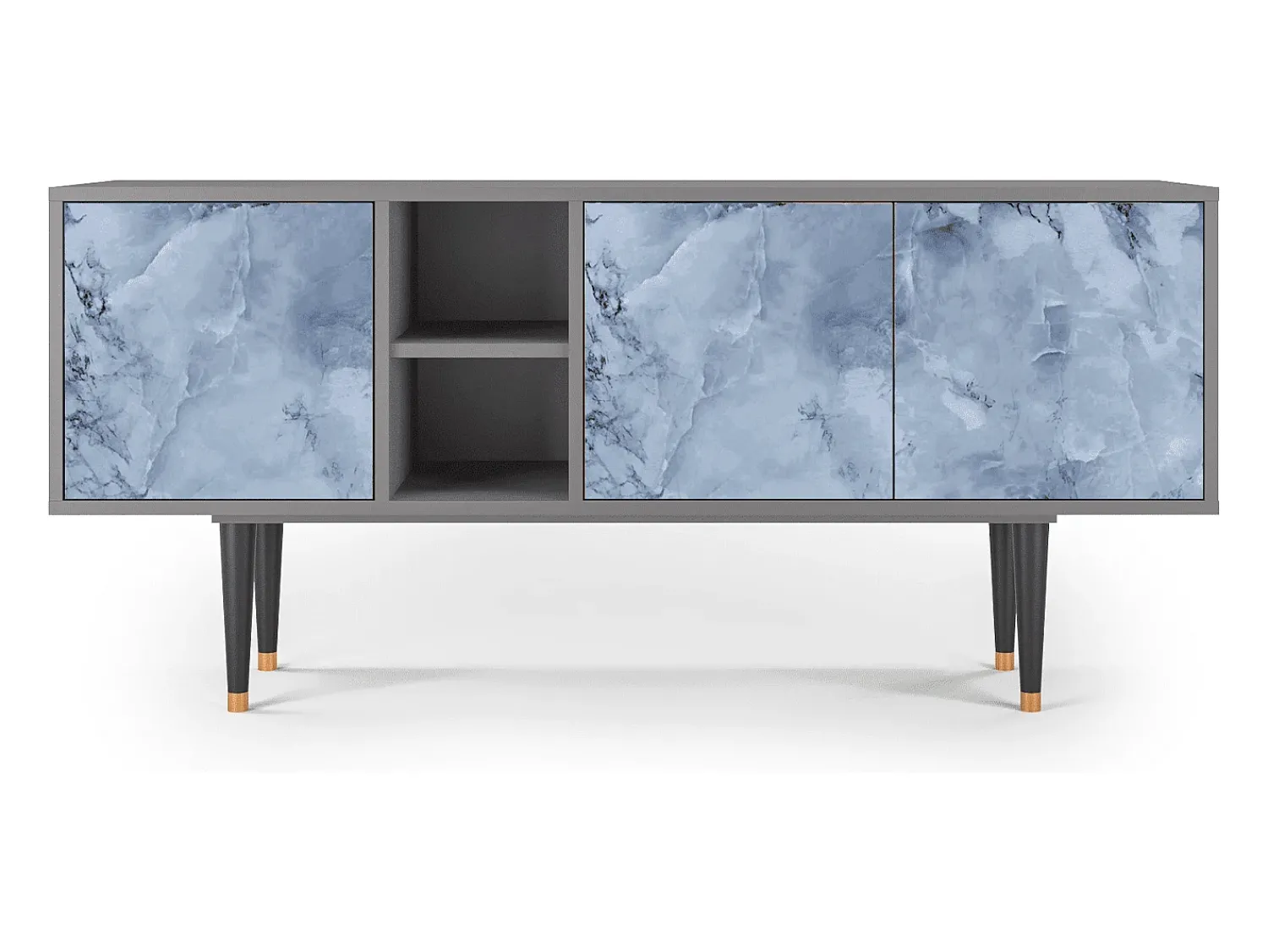 Hot Mueble de TV - 150х69х41 cm - T5 - Feather Ice, Cinza Cinzento