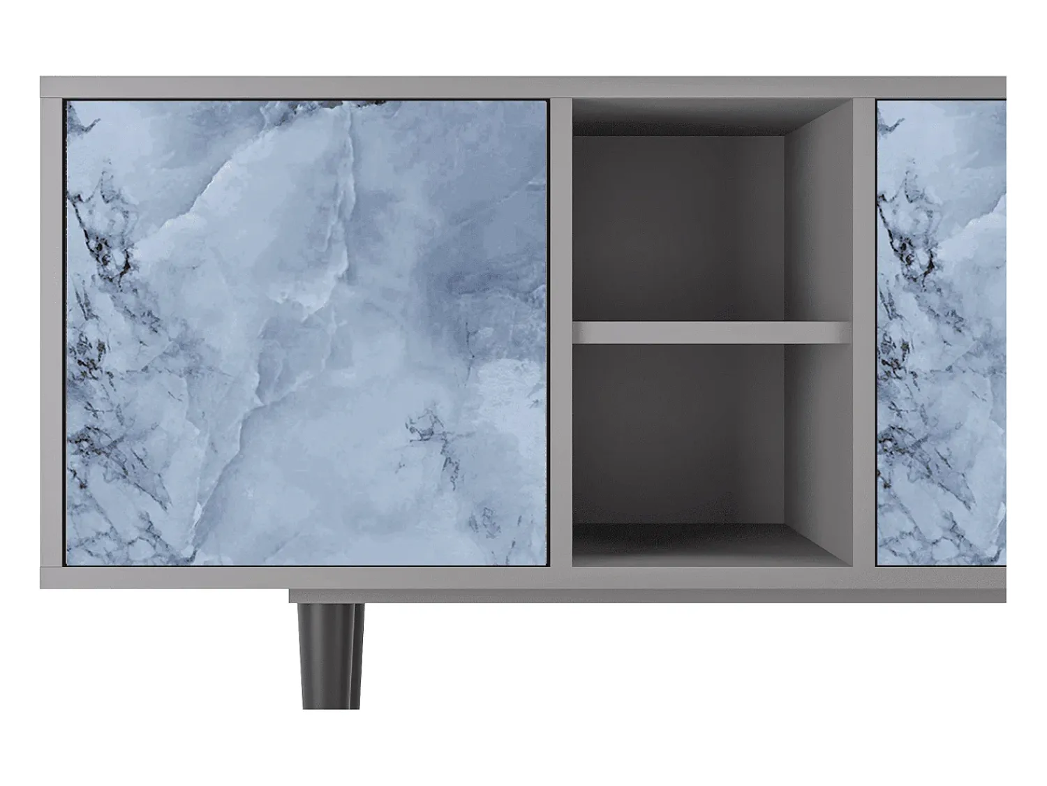 Hot Mueble de TV - 150х69х41 cm - T5 - Feather Ice, Cinza Cinzento