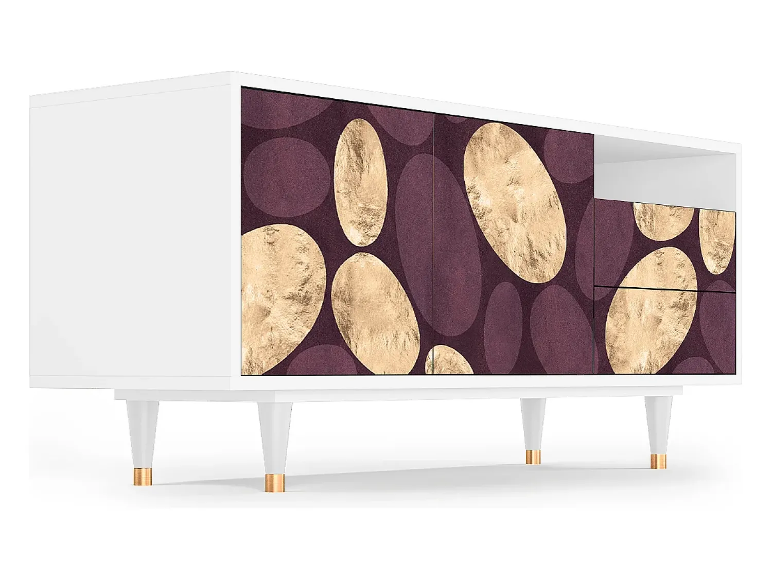 Mueble de TV - 125х56х41 cm - T7 - Fine Wine, Branco^ Móvel De Tv