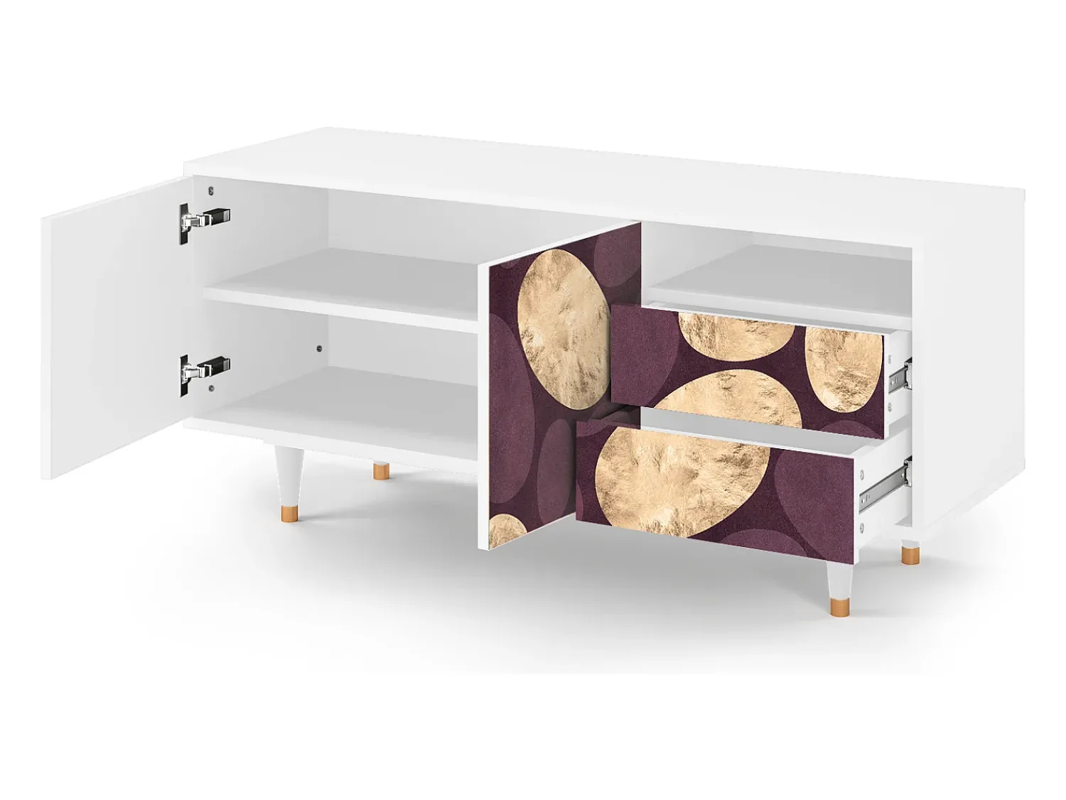 Mueble de TV - 125х56х41 cm - T7 - Fine Wine, Branco^ Móvel De Tv