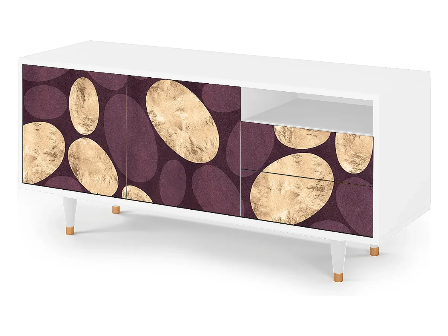 Mueble de TV - 125х56х41 cm - T7 - Fine Wine, Branco^ Móvel De Tv