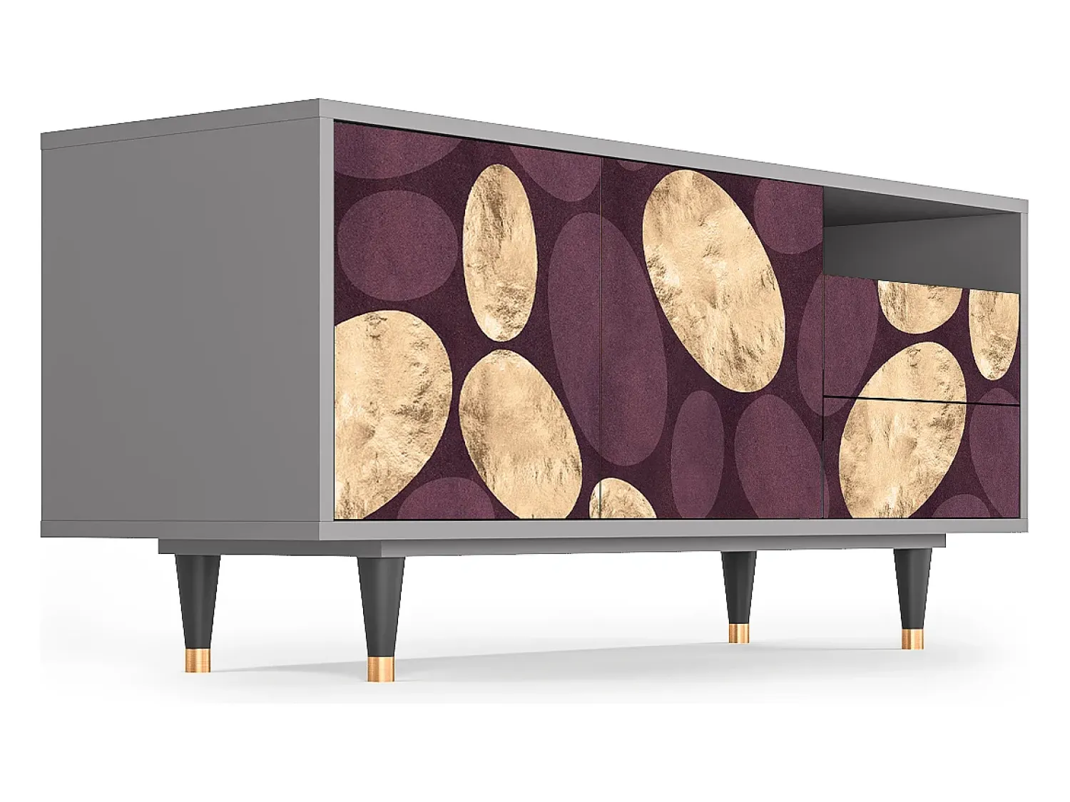 Mueble de TV - 125х56х41 cm - T7 - Fine Wine, Cinza^ Móvel De Tv
