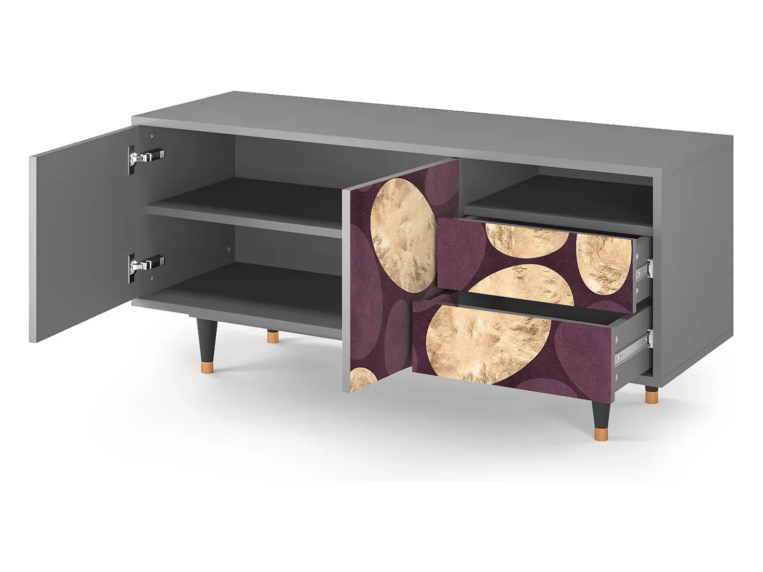 Mueble de TV - 125х56х41 cm - T7 - Fine Wine, Cinza^ Móvel De Tv
