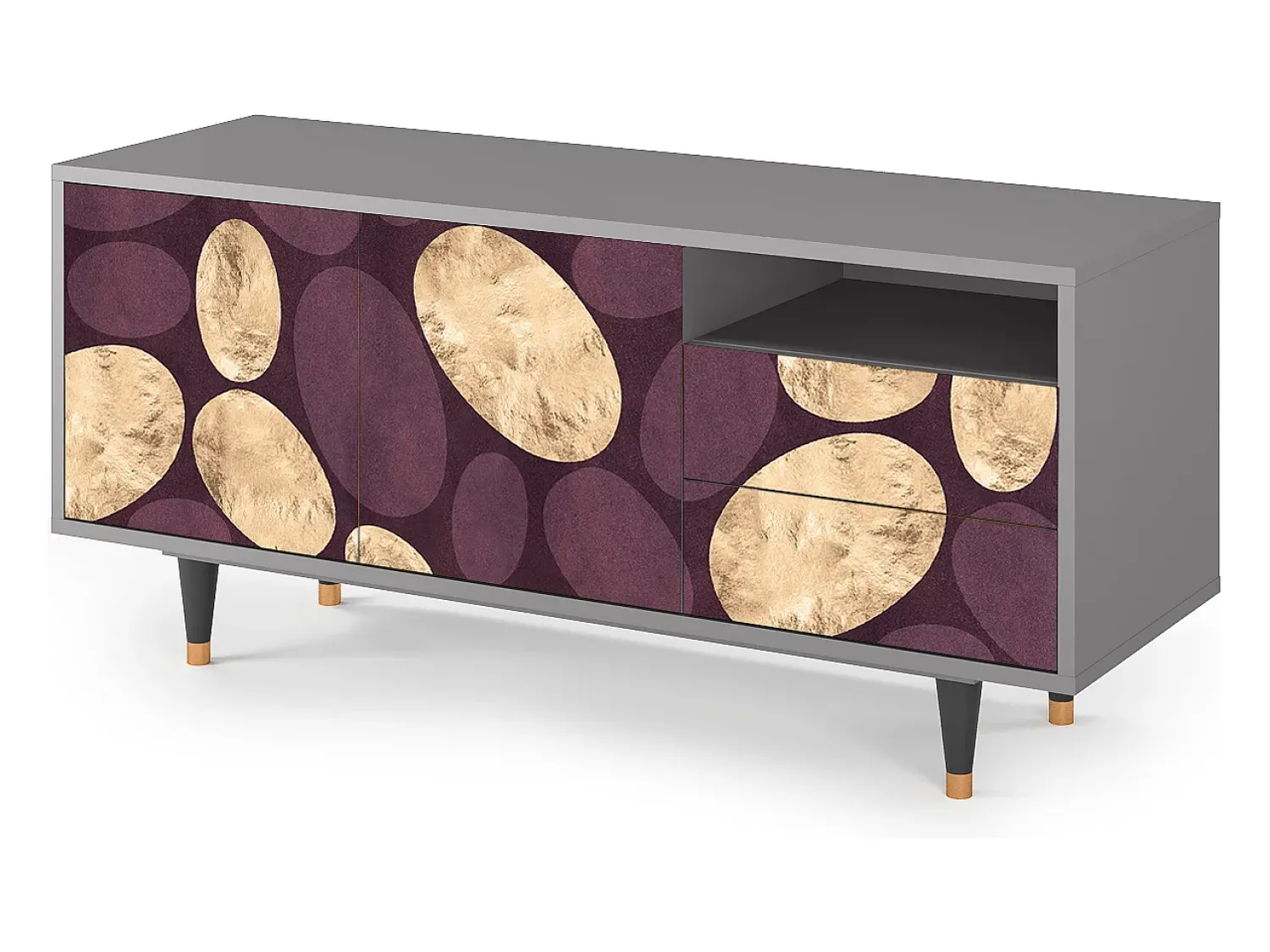 Mueble de TV - 125х56х41 cm - T7 - Fine Wine, Cinza^ Móvel De Tv