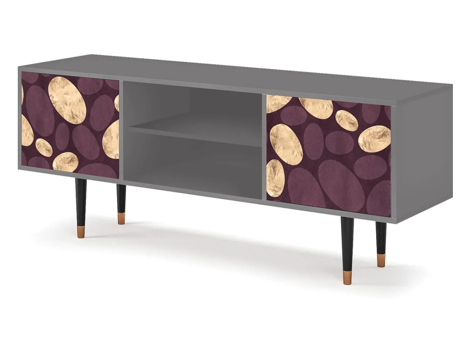 Móvel De Tv* Mueble de TV - 170х69х48 cm - T2 - Fine Wine, Cinza Cinzento