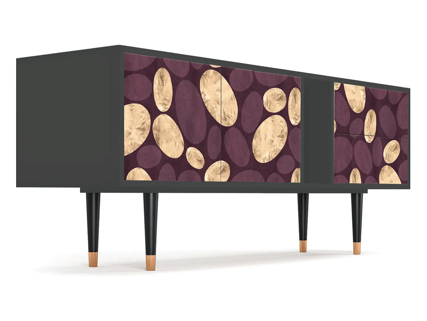 Móvel De Tv| Mueble de TV - 170х69х48 cm - T1 - Fine Wine, Antracite Cinza antracite