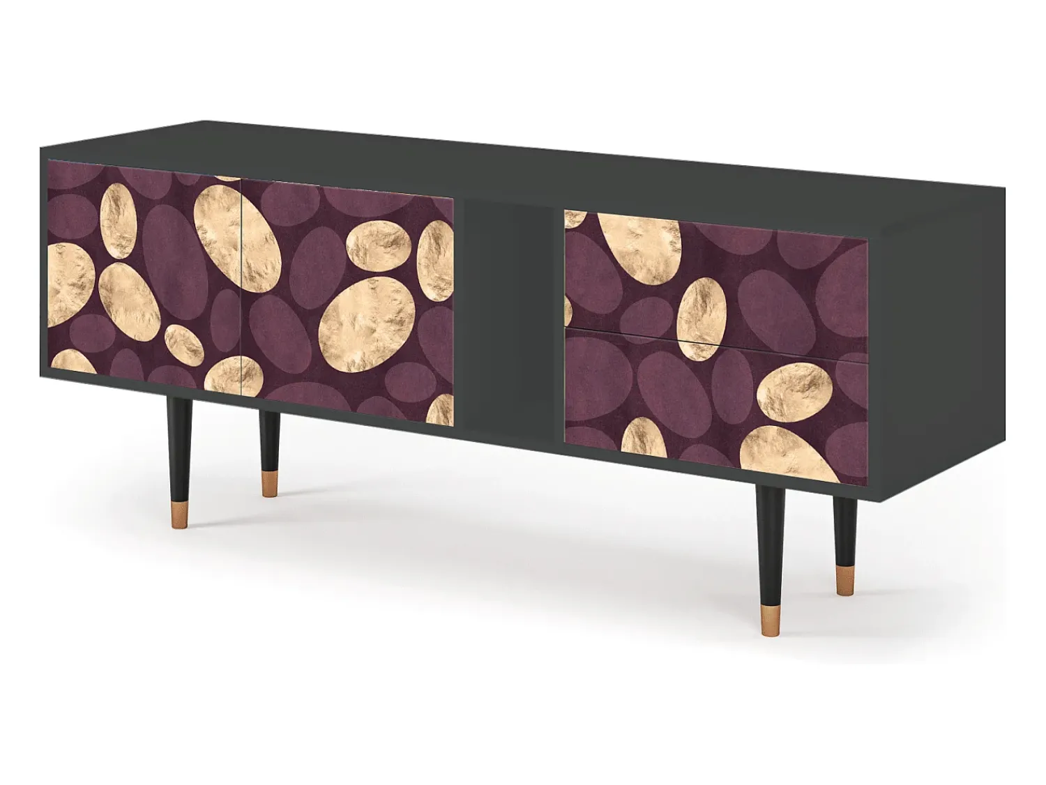 Móvel De Tv| Mueble de TV - 170х69х48 cm - T1 - Fine Wine, Antracite Cinza antracite