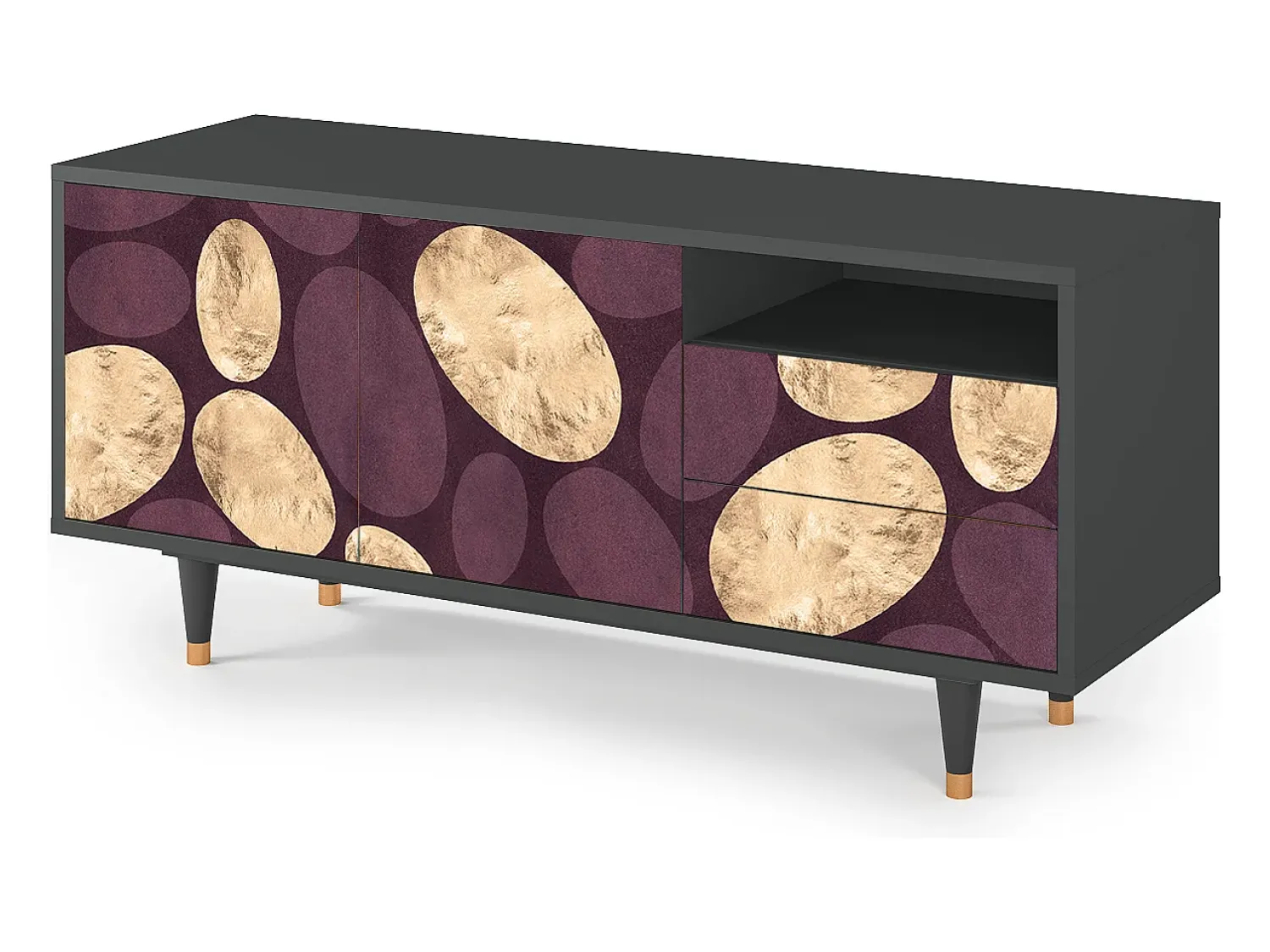 Hot Mueble de TV - 125х56х41 cm - T7 - Fine Wine, Antracite Cinza antracite