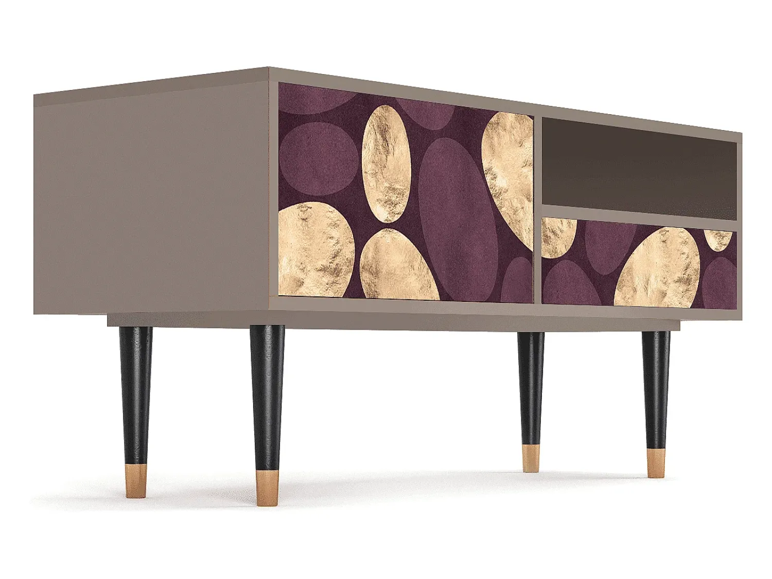 Móvel De Tv* Mueble de TV - 115х59х48 cm - T3 - Fine Wine, Latte Bege