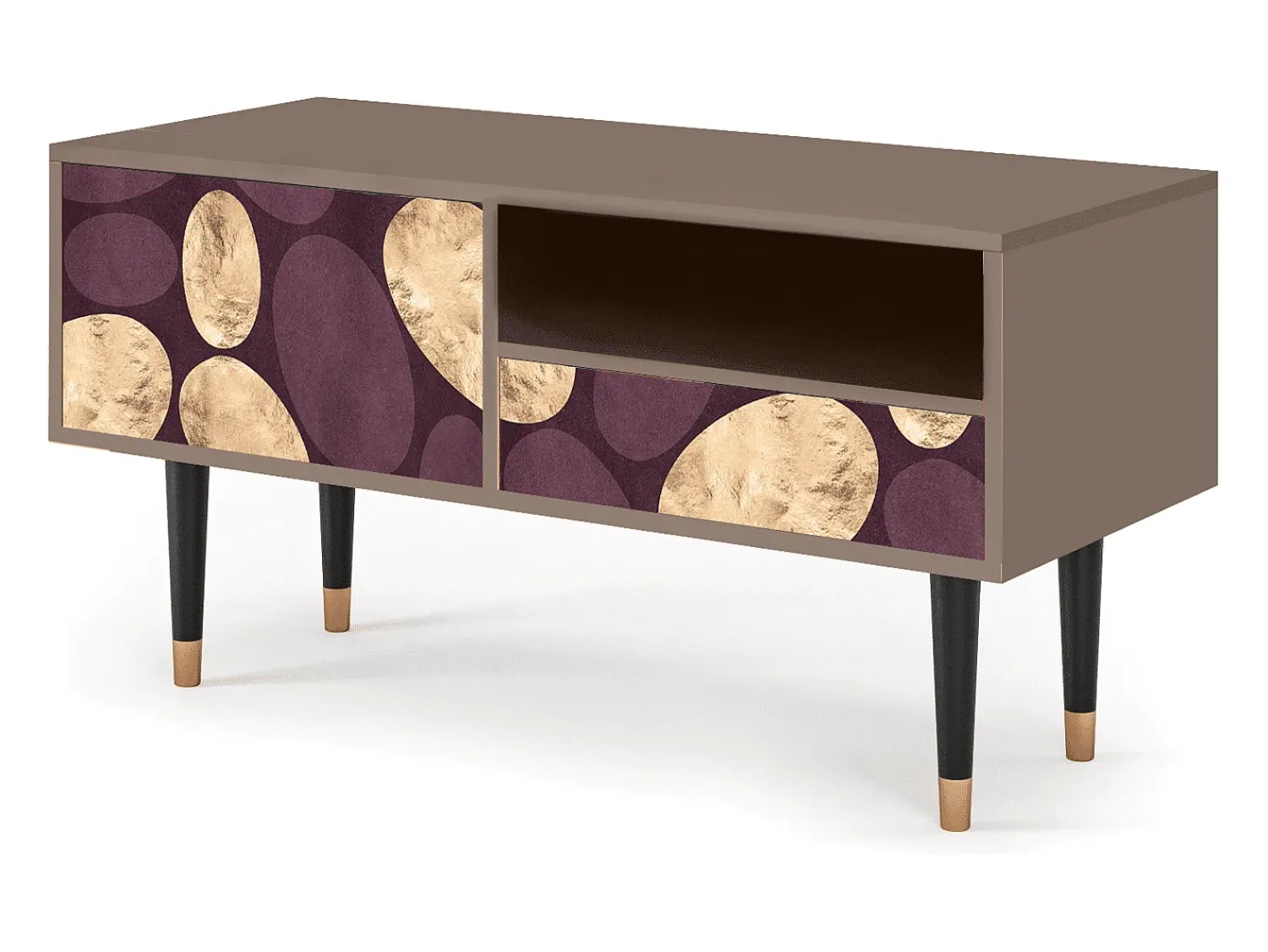Móvel De Tv* Mueble de TV - 115х59х48 cm - T3 - Fine Wine, Latte Bege