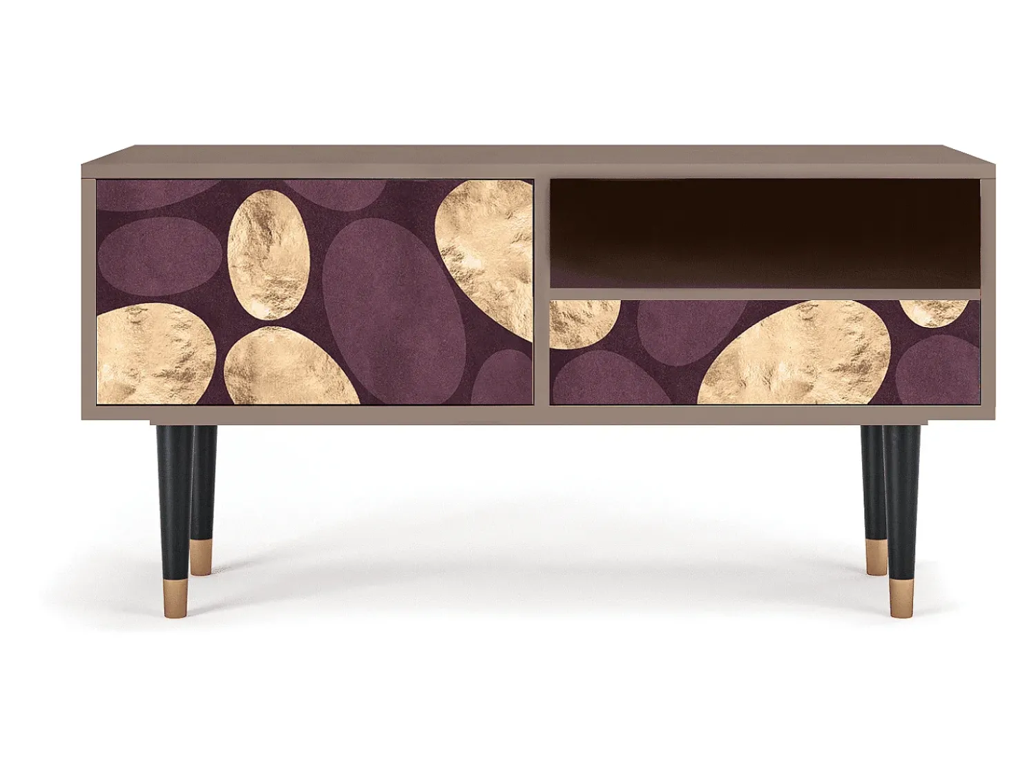 Móvel De Tv* Mueble de TV - 115х59х48 cm - T3 - Fine Wine, Latte Bege