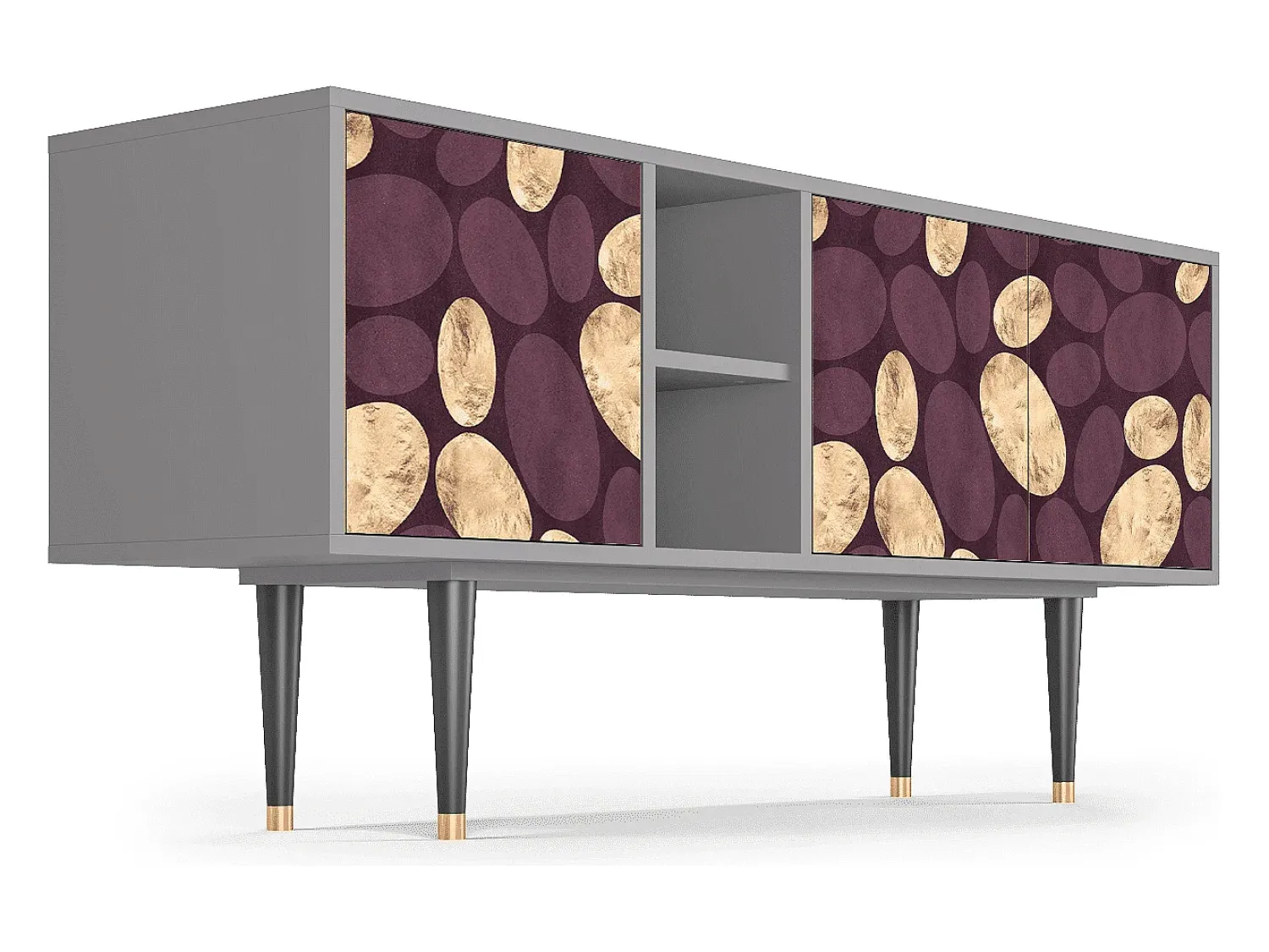 Móvel De Tv| Mueble de TV - 150х69х41 cm - T5 - Fine Wine, Cinza Cinzento