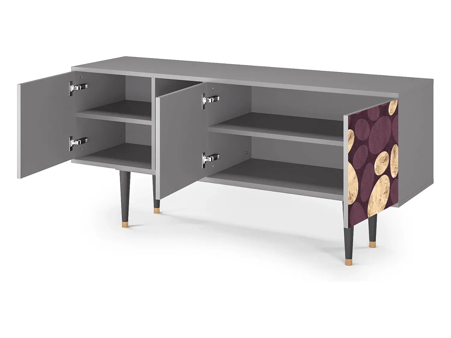 Móvel De Tv| Mueble de TV - 150х69х41 cm - T5 - Fine Wine, Cinza Cinzento