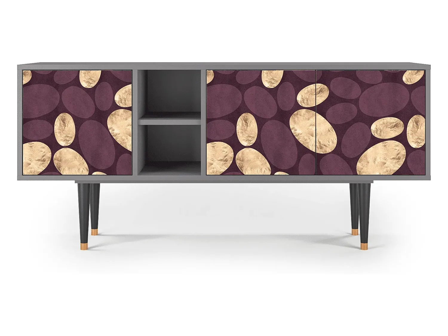 Móvel De Tv| Mueble de TV - 150х69х41 cm - T5 - Fine Wine, Cinza Cinzento