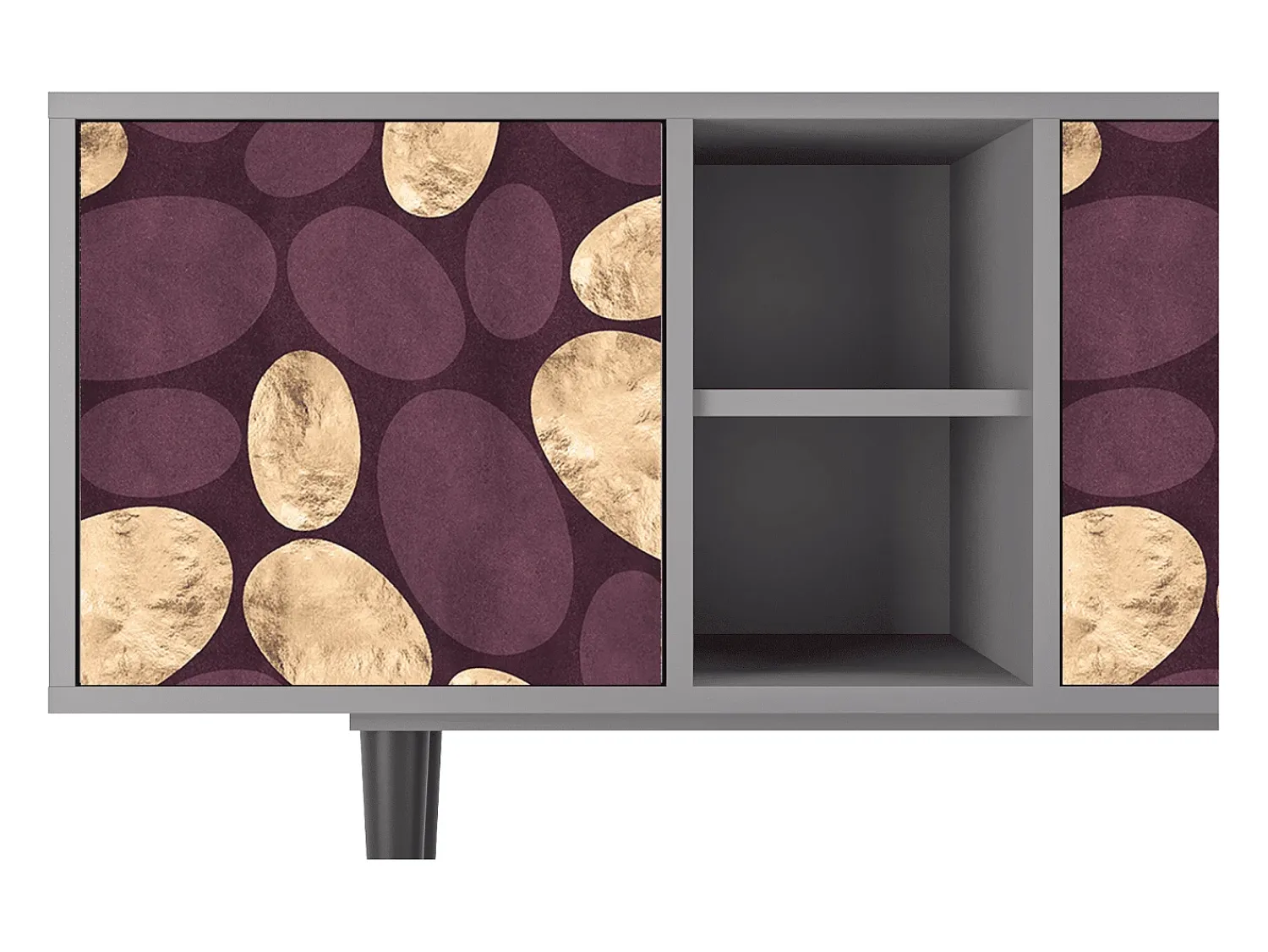 Móvel De Tv| Mueble de TV - 150х69х41 cm - T5 - Fine Wine, Cinza Cinzento