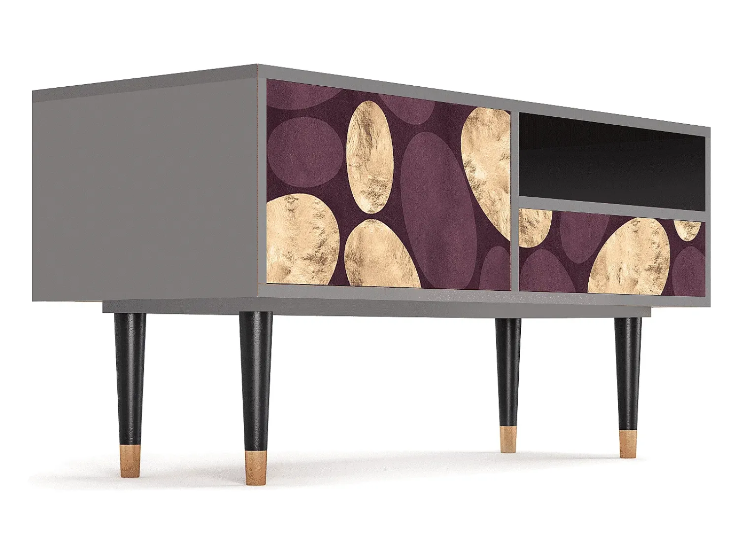 Clearance Mueble de TV - 115х59х48 cm - T3 - Fine Wine, Cinza Cinzento