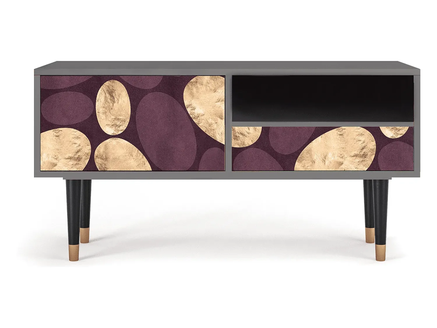 Clearance Mueble de TV - 115х59х48 cm - T3 - Fine Wine, Cinza Cinzento
