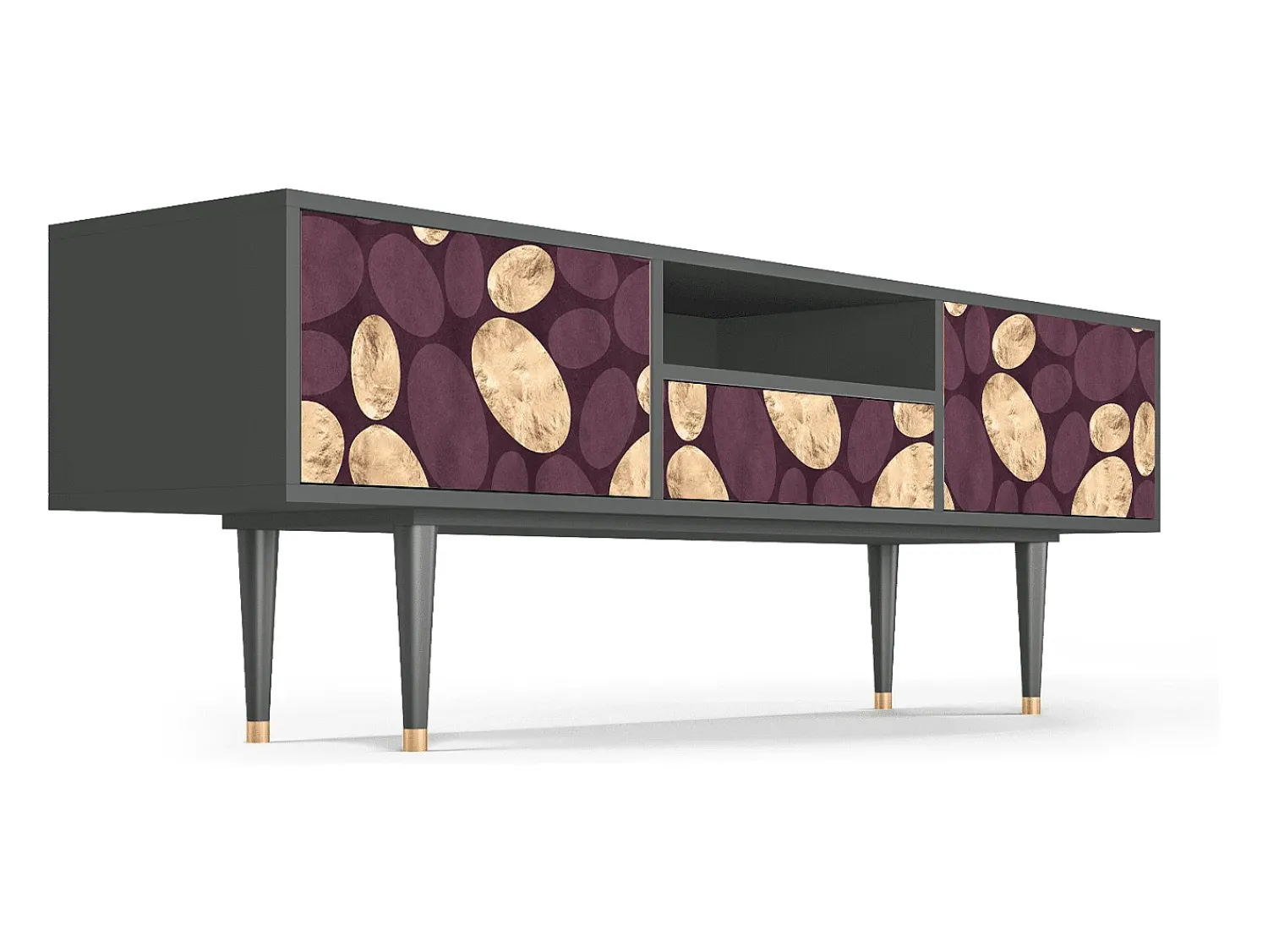 Móvel De Tv| Mueble de TV - 170х59х41 cm - T6 - Fine Wine, Antracite Cinza antracite