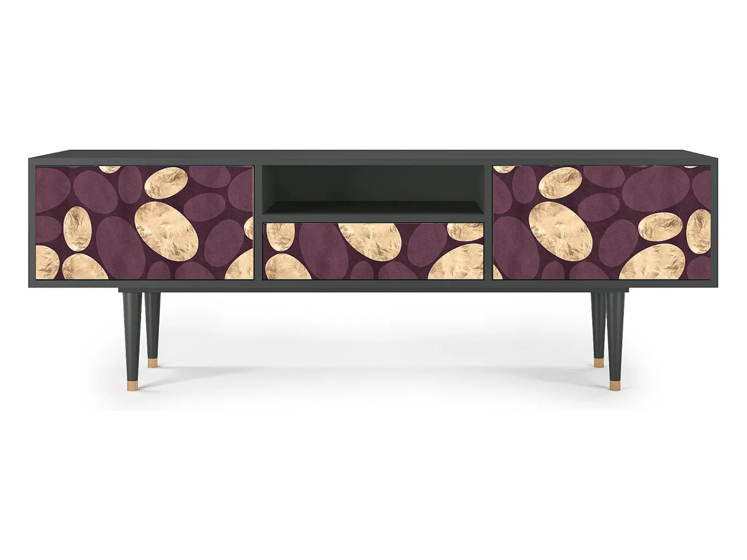 Móvel De Tv| Mueble de TV - 170х59х41 cm - T6 - Fine Wine, Antracite Cinza antracite