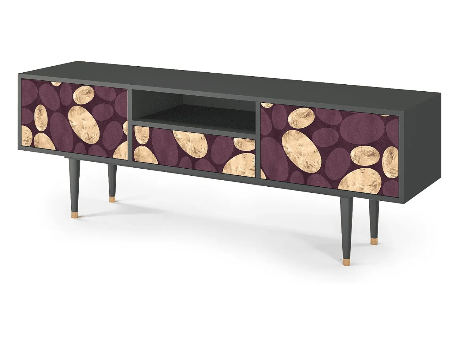 Móvel De Tv| Mueble de TV - 170х59х41 cm - T6 - Fine Wine, Antracite Cinza antracite
