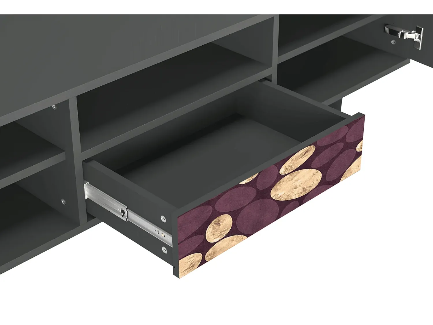 Móvel De Tv| Mueble de TV - 170х59х41 cm - T6 - Fine Wine, Antracite Cinza antracite