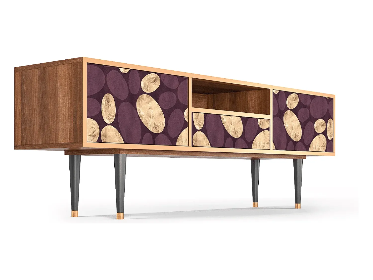Móvel De Tv| Mueble de TV - 170х59х41 cm - T6 - Fine Wine, Nogueira Castanho