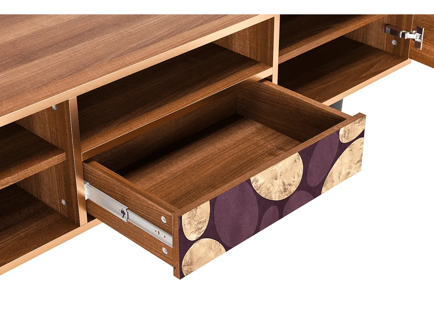 Móvel De Tv| Mueble de TV - 170х59х41 cm - T6 - Fine Wine, Nogueira Castanho