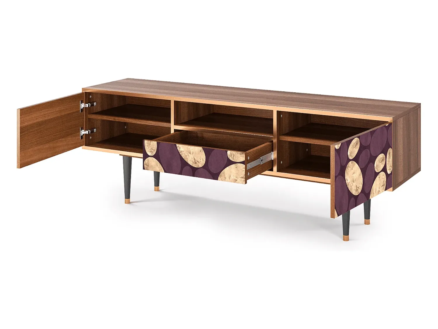 Móvel De Tv| Mueble de TV - 170х59х41 cm - T6 - Fine Wine, Nogueira Castanho